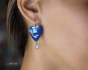 - Solid Gold 14K Heart Moonstone Earrings, Unique Earrings Design