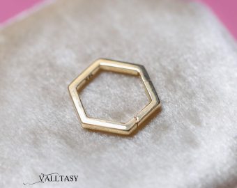 - Solid Gold 14K Hexagon Connector