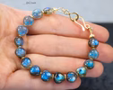 - Solid Gold 14K Labradorite Bracelet, Bold Blue Flash Labradorite Beaded Bracelet