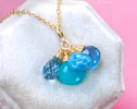 - Solid Gold 14K Larimar and Aquamarine Charm with a Lobster Clasp