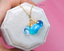 - Solid Gold 14K Larimar and Aquamarine Charm with a Lobster Clasp