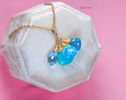 - Solid Gold 14K Larimar and Aquamarine Charm with a Lobster Clasp