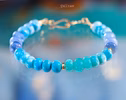 - Solid Gold 14K Larimar and Turquoise Bracelet, Aqua Blue Gemstone Statement Bracelet