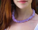 - Solid Gold 14K Lavender Quartz Necklace, Genuine Lavender Moon Quartz Gemstone Beaded Necklace