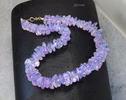 - Solid Gold 14K Lavender Quartz Necklace, Genuine Lavender Moon Quartz Gemstone Beaded Necklace