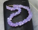 - Solid Gold 14K Lavender Quartz Necklace, Genuine Lavender Moon Quartz Gemstone Beaded Necklace
