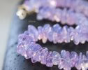 - Solid Gold 14K Lavender Quartz Necklace, Genuine Lavender Moon Quartz Gemstone Beaded Necklace
