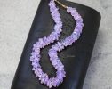 - Solid Gold 14K Lavender Quartz Necklace, Genuine Lavender Moon Quartz Gemstone Beaded Necklace