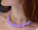 - Solid Gold 14K Lavender Quartz Necklace, Genuine Lavender Moon Quartz Gemstone Beaded Necklace