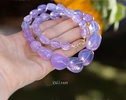 - Solid Gold 14K Lavender Quartz Necklace, Genuine Lavender Moon Quartz Gemstone Beaded Necklace