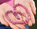 - Solid Gold 14K Madagascar Rose Quartz and Pink Sapphire Necklace, Pink Gemstone Beaded Necklace