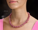 - Solid Gold 14K Madagascar Rose Quartz and Pink Sapphire Necklace, Pink Gemstone Beaded Necklace