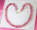 - Solid Gold 14K Madagascar Rose Quartz and Pink Sapphire Necklace, Pink Gemstone Beaded Necklace