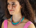 - Solid Gold 14K Madagascar Rose Quartz and Pink Sapphire Necklace, Pink Gemstone Beaded Necklace