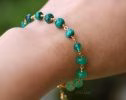 - Solid Gold 14K Malachite, Peridot and Chrysoprase Green Gemstone Bracelet