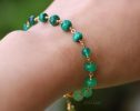 - Solid Gold 14K Malachite, Peridot and Chrysoprase Green Gemstone Bracelet