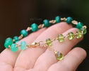 - Solid Gold 14K Malachite, Peridot and Chrysoprase Green Gemstone Bracelet
