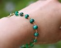 - Solid Gold 14K Malachite, Peridot and Chrysoprase Green Gemstone Bracelet