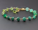 - Solid Gold 14K Malachite, Peridot and Chrysoprase Green Gemstone Bracelet