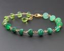 - Solid Gold 14K Malachite, Peridot and Chrysoprase Green Gemstone Bracelet