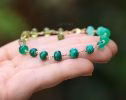 - Solid Gold 14K Malachite, Peridot and Chrysoprase Green Gemstone Bracelet