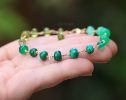 - Solid Gold 14K Malachite, Peridot and Chrysoprase Green Gemstone Bracelet