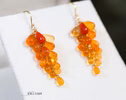 - Solid Gold 14K Mexican Fire Opal and Coral Earrings, Cluster Orange Gemstone Earrings