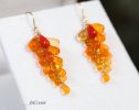 - Solid Gold 14K Mexican Fire Opal and Coral Earrings, Cluster Orange Gemstone Earrings