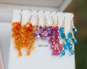 - Solid Gold 14K Mexican Fire Opal and Coral Earrings, Cluster Orange Gemstone Earrings