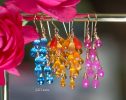 - Solid Gold 14K Mexican Fire Opal and Coral Earrings, Cluster Orange Gemstone Earrings