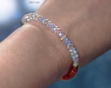 - Solid Gold 14K Mexican Fire Opal and Rainbow Moonstone Bracelet, Moonstone and Opal Beaded Bracelet