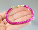 - Solid Gold 14K Mogok Ruby Bracelet, Genuine Ruby Stacking Beaded Bracelet