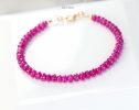 - Solid Gold 14K Mogok Ruby Bracelet, Genuine Ruby Stacking Beaded Bracelet