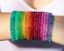 - Solid Gold 14K Mogok Ruby Bracelet, Genuine Ruby Stacking Beaded Bracelet
