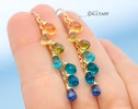 - Solid Gold 14K Multi Gemstone Aqua Blue Drop Earrings, Linear Gemstone Earrings