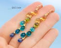 - Solid Gold 14K Multi Gemstone Aqua Blue Drop Earrings, Linear Gemstone Earrings