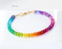 - Solid Gold 14K Multi Gemstone Bracelet, Rainbow Beaded Stacking Bracelet