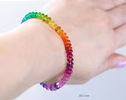 - Solid Gold 14K Multi Gemstone Bracelet, Rainbow Beaded Stacking Bracelet