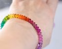 - Solid Gold 14K Multi Gemstone Bracelet, Rainbow Beaded Stacking Bracelet
