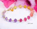 - Solid Gold 14K Multi Gemstone Bracelet, Sunset Inspired Wire Wrapped Bracelet