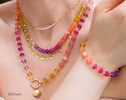 - Solid Gold 14K Multi Gemstone Bracelet, Sunset Inspired Wire Wrapped Bracelet
