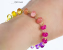 - Solid Gold 14K Multi Gemstone Bracelet, Sunset Inspired Wire Wrapped Bracelet
