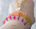 - Solid Gold 14K Multi Gemstone Bracelet, Sunset Inspired Wire Wrapped Bracelet
