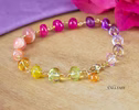 - Solid Gold 14K Multi Gemstone Bracelet, Sunset Inspired Wire Wrapped Bracelet