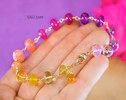 - Solid Gold 14K Multi Gemstone Bracelet, Sunset Inspired Wire Wrapped Bracelet