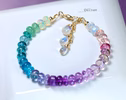- Solid Gold 14K Multi Gemstone Bracelet with Moonstones and Opals