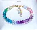 - Solid Gold 14K Multi Gemstone Bracelet with Moonstones and Opals