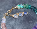 - Solid Gold 14K Multi Gemstone Bracelet with Moonstones and Opals