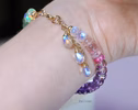 - Solid Gold 14K Multi Gemstone Bracelet with Moonstones and Opals