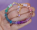 - Solid Gold 14K Multi Gemstone Bracelet with Moonstones and Opals